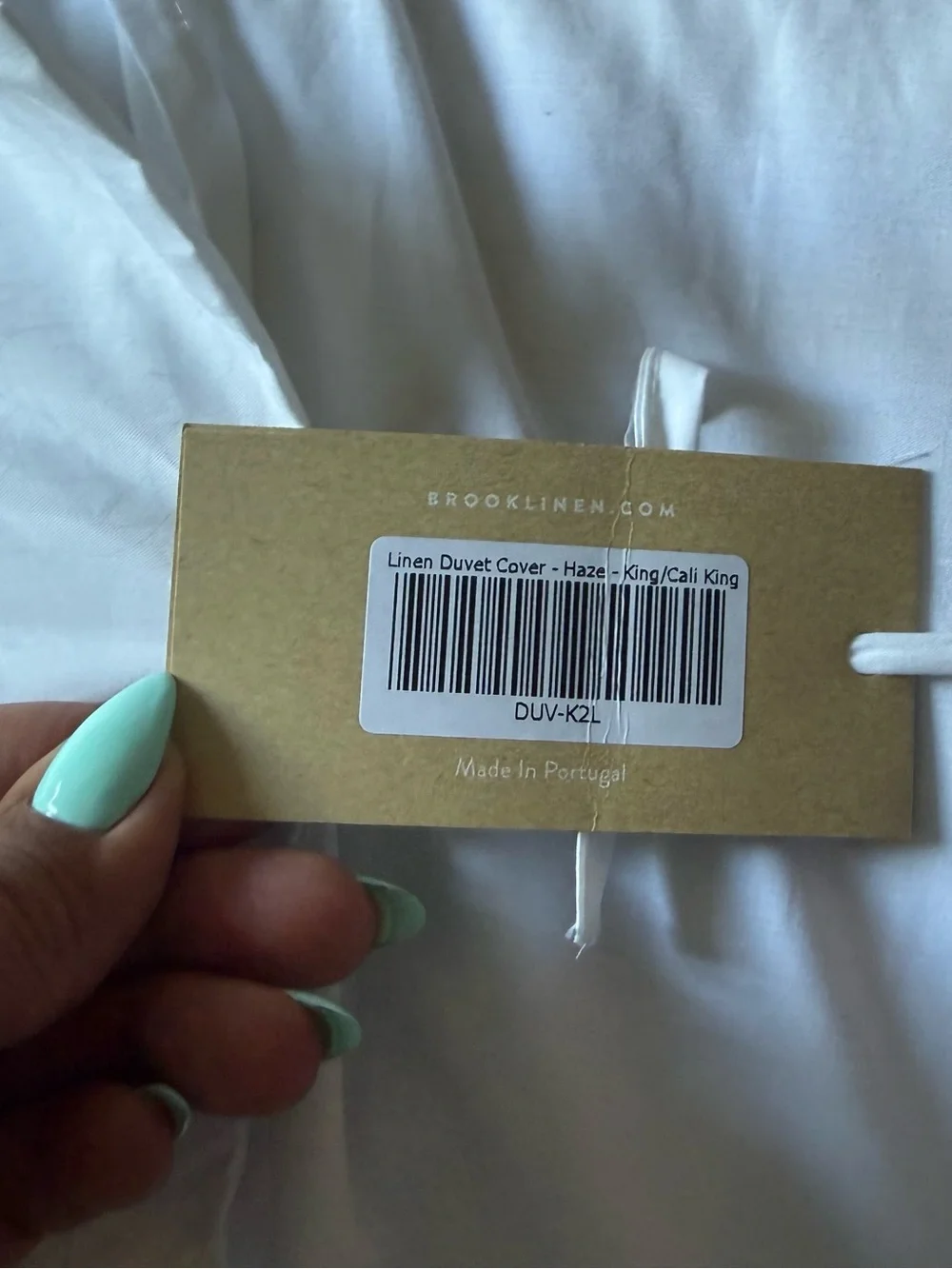 Brooklinen Light Gray Linen Duvet Cover. Color is called Haze.